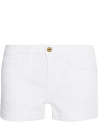 Frame Le Cutoff Stretch Denim Shorts White
