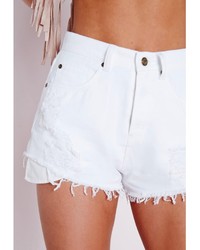 Missguided Exposed Pocket Mom Denim Shorts White