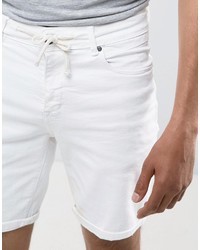 Pull&Bear Stretch Denim Shorts In White