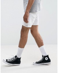Pull&Bear Stretch Denim Shorts In White