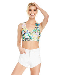 The Laundry Room Croc Cut Sew Cutoff Shorts In White 25 29