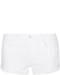 L'Agence Zoe Frayed Stretch Denim Shorts White