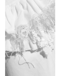 Preen by Thornton Bregazzi Leena Lace Trimmed Denim Skirt White
