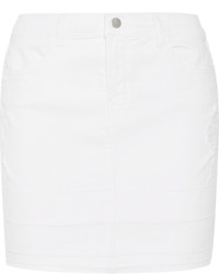 J Brand Leila Distressed Stretch Denim Mini Skirt White