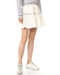 Kenzo White Denim Eyelet Skirt