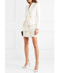 Balmain Belted Double Breasted Woven Blazer
