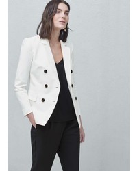 Mango Outlet Double Breasted Cotton Blazer