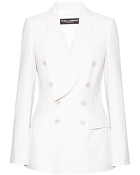 Dolce & Gabbana Double Breasted Wool Crepe Blazer Off White