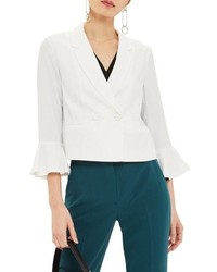 Topshop Frill Sleeve Double Breasted Jacket