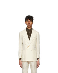 Ring Jacket Off White Wool Dinner Double Breasted Blazer