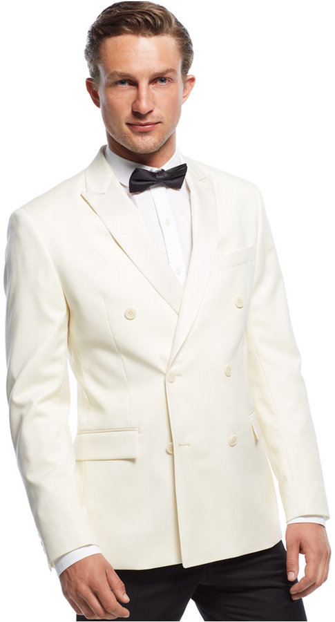 Ryan Seacrest Distinction Off White Double Breasted Dinner Jacket, $395 ...