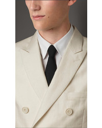 Burberry Slim Fit Double Breasted Linen Jacket