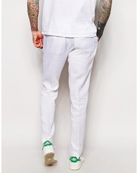 Asos Brand Slim Fit Suit Cropped Suit Pants In 100% Linen