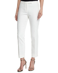 Peserico Circle Jacquard Slim Pants White