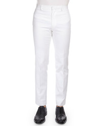 Givenchy Herringbone Cotton Flat Front Pants White