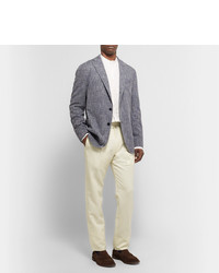 Zanella Nico Tapered Pleated Virgin Wool And Linen Blend Trousers