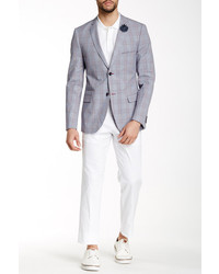 Paisley Gray White Woven Flat Front Trouser