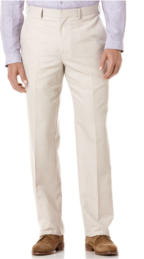 Cubavera Men's Linen-Blend Herringbone-Textured Flat-Front Dress Pant