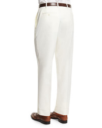 Zanella Parker Flat Front Super 150s Trousers White