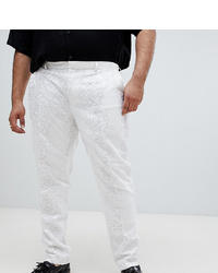ASOS Edition Plus Skinny Tuxedo Suit Trousers In Sequin And Lace Embellished White Sa