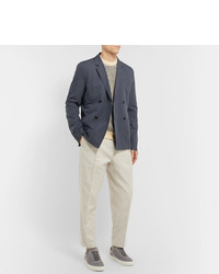 Mr P. Tapered Pleated Linen And Cotton Blend Twill Cropped Trousers