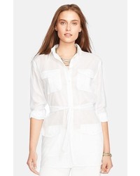 Lauren Ralph Lauren Belted Cotton Silk Cargo Shirt