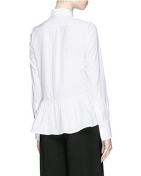 Valentino Bib Peplum Cotton Dress Shirt