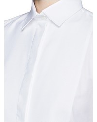 Valentino Bib Peplum Cotton Dress Shirt