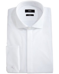 Hugo Boss Boss Jonathan Textured Bib Long Sleeve Tuxedo Shirt White