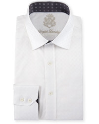English Laundry Box Pattern Long Sleeve Dress Shirt White
