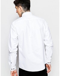 Asos Brand Oxford Shirt In White With Contrast Buttons And Long Sleeves In Regular Fit