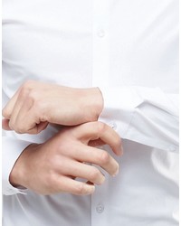 Asos Brand Skinny Shirt In White With Tie Pin And Long Sleeves