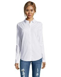 Burberry Brit White Stretch Cotton Point Collar Button Front Shirt