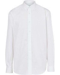 Burberry Button Down Collar Monogram Motif Cotton Shirt