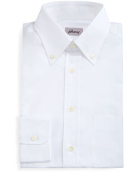 Brioni Button Front Solid Dress Shirt White