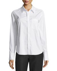 Donna Karan Button Front Tailored Shirt White