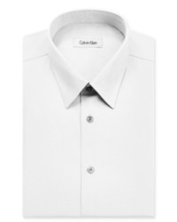 Calvin Klein Dress Shirt White Textured Stretch Long Sleeve Shirt