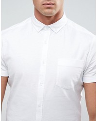Asos Casual Skinny Oxford Shirt In White