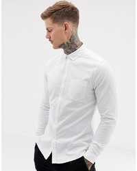 ASOS DESIGN Casual Slim Oxford Shirt In White