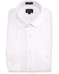 Neiman Marcus Classic Fit Non Iron Herringbone Dress Shirt White