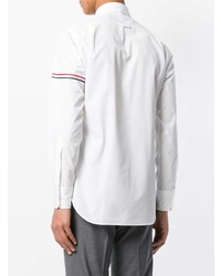Thom Browne Classic Ls Shirt With Printed Red White And Blue Hairline Stripe In Solid Poplin