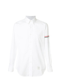 Thom Browne Classic Ls Shirt With Printed Red White And Blue Hairline Stripe In Solid Poplin
