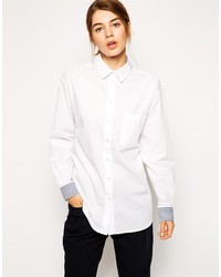 Asos Collection Boyfriend Shirt With Striped Cuff