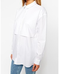 Asos Collection Boyfriend White Shirt With Double Layer