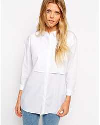 Asos Collection Boyfriend White Shirt With Double Layer