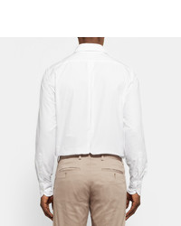 Drakes Drakes White Cutaway Collar Cotton Oxford Shirt