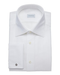 Ermenegildo Zegna Textured Herringbone Dress Shirt White