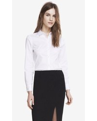 Express Full Button Straight Fit Essential Shirt