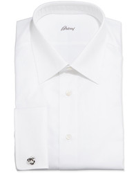 Brioni French Cuff Shadow Stripe Dress Shirt White