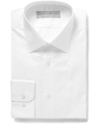 Gieves Hawkes White Slim Fit Cotton Blend Poplin Shirt